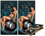 Cornhole Game Board Vinyl Skin Wrap Kit - Eight Ball Pin Up Girl fits 24x48 game boards (GAMEBOARDS NOT INCLUDED)