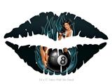 Eight Ball Pin Up Girl - Kissing Lips Fabric Wall Skin Decal measures 24x15 inches