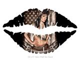 Ready For Action Pin Up Girl - Kissing Lips Fabric Wall Skin Decal measures 24x15 inches