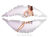 Bunny Pin Up Girl - Kissing Lips Fabric Wall Skin Decal measures 24x15 inches