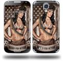 Ready For Action Pin Up Girl - Decal Style Skin (fits Samsung Galaxy S IV S4)